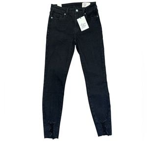 Cosmic Blue Love Womens Sz 25 Skinny Jeans Black Stretch Distressed Chewed Ankle